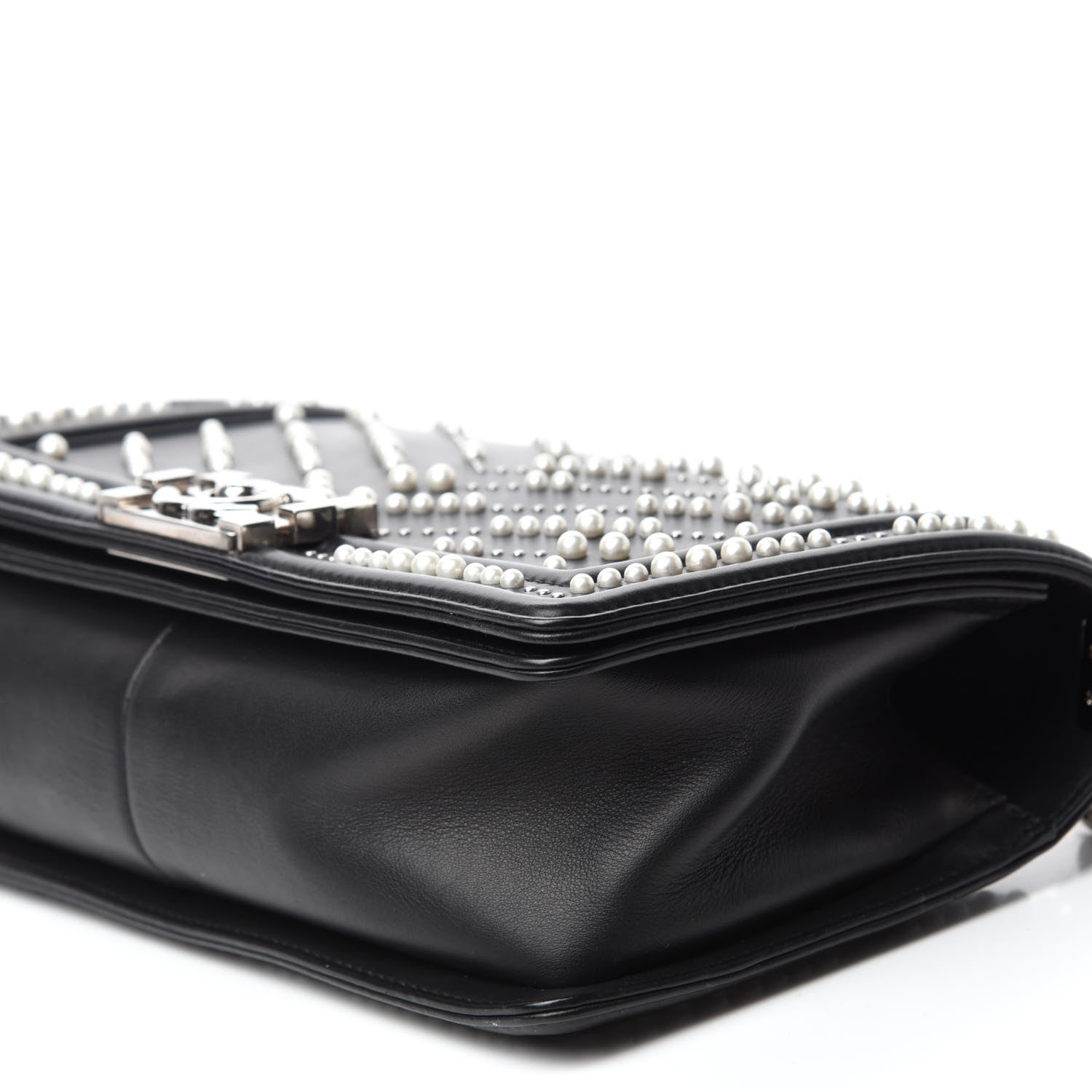 Chanel Calfskin Pearl Chevron Small Boy Flap Black 8 of 11