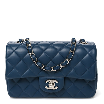 Chanel Lambskin Quilted Mini Rectangular Flap Dark Blue 1 of 11