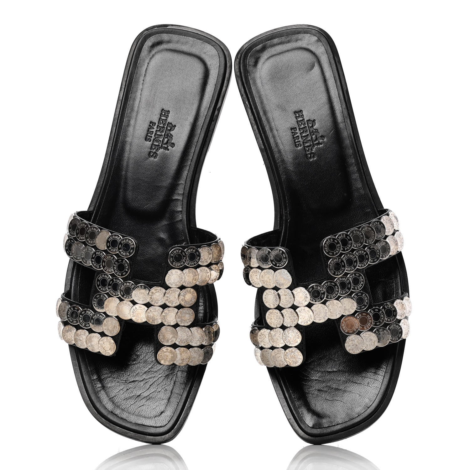 Hermes Box Clou De Selle Oran Sandals 36.5 Black 5 of 10