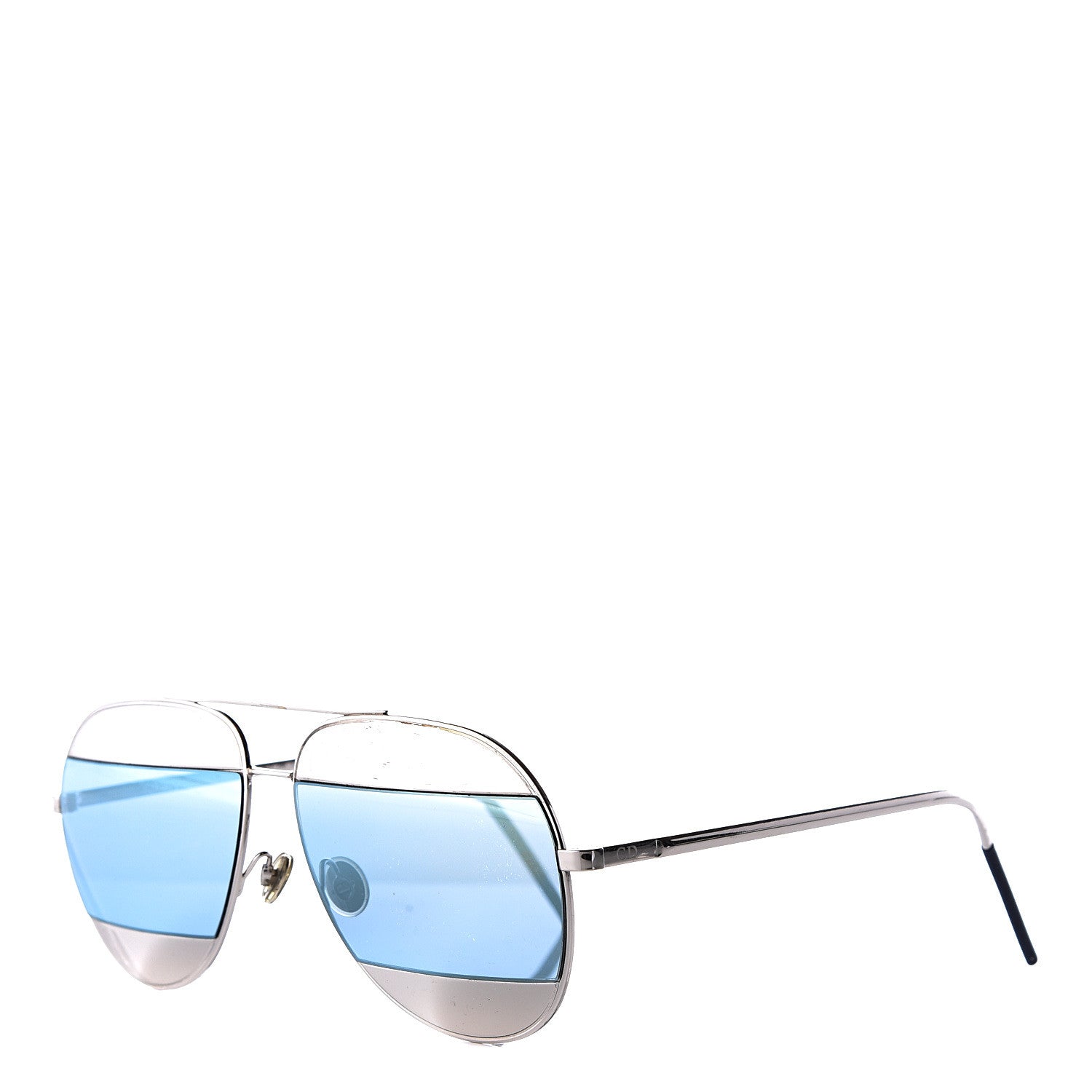 Christian Dior Split 1 Aviator Sunglasses Silver Blue 1 of 10