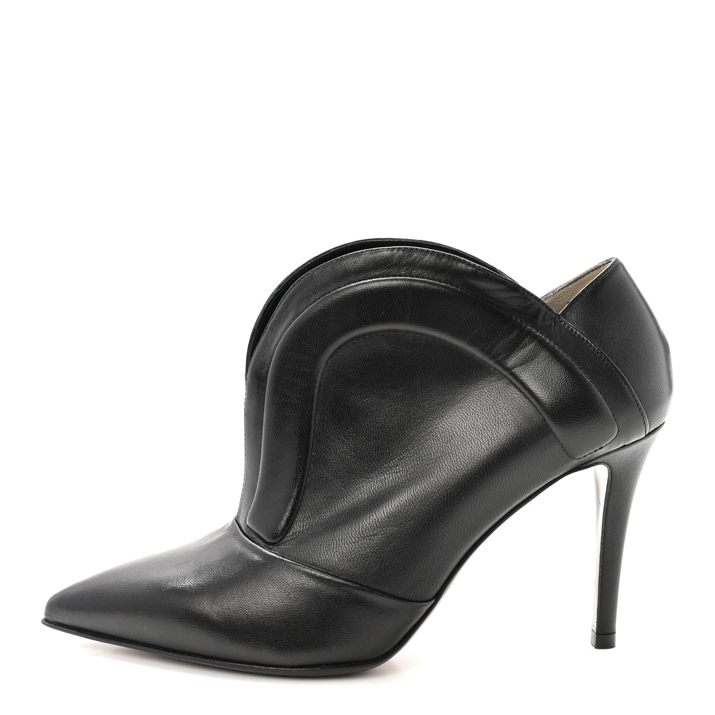 Vitello Nappa Cutout Western Ankle Boots 37 Black