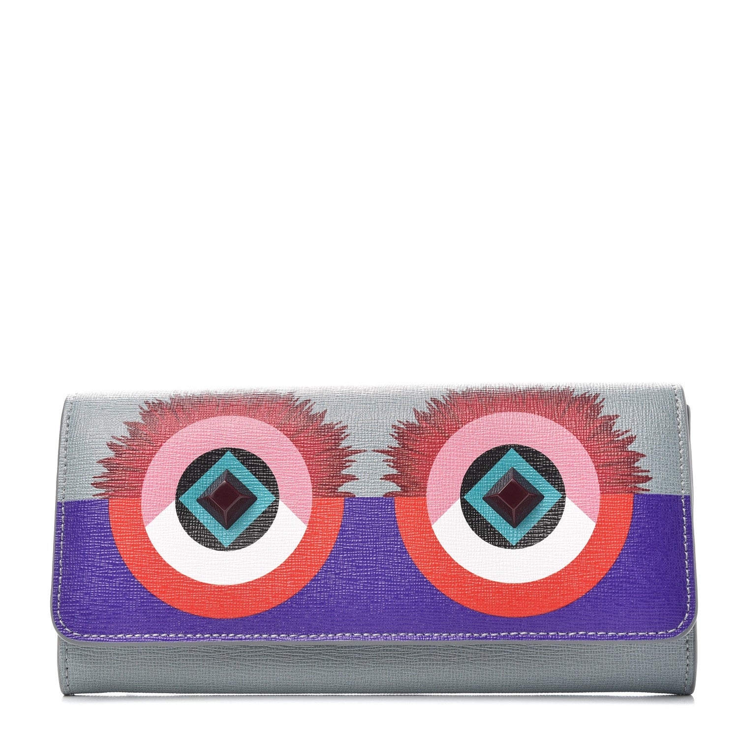 Fendi Vitello Elite Studded Hypnoteyes Continental Wallet Polvere Multicolor 1 of 8