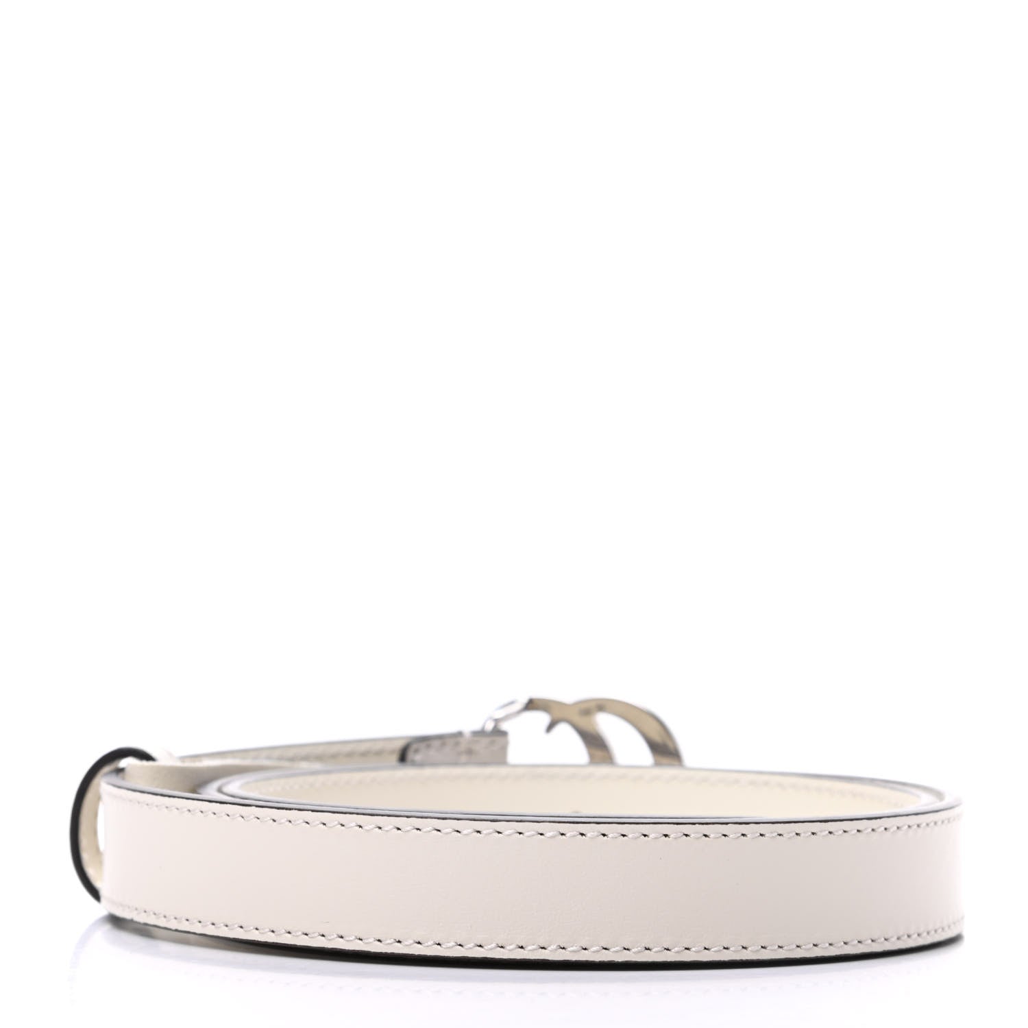 Gucci Plutone Calfskin Palladium Double G 20mm Belt 80 32 Mystic White 2 of 5