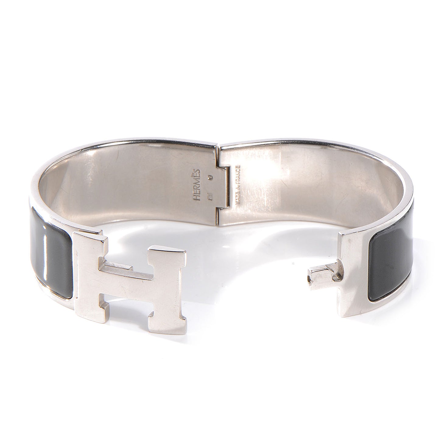 Enamel Clic Clac H Bracelet Wide PM Black