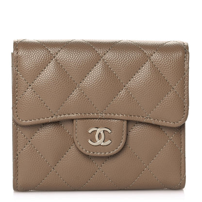 Chanel Caviar Quilted Compact Flap Wallet Dark Beige 1 of 10