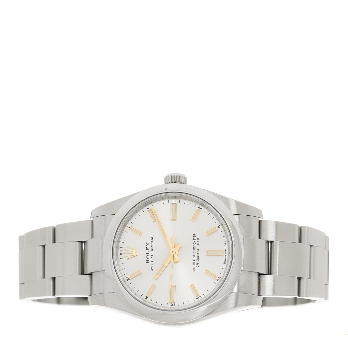 Stainless Steel 34mm Oyster Perpetual Watch Silver 124200