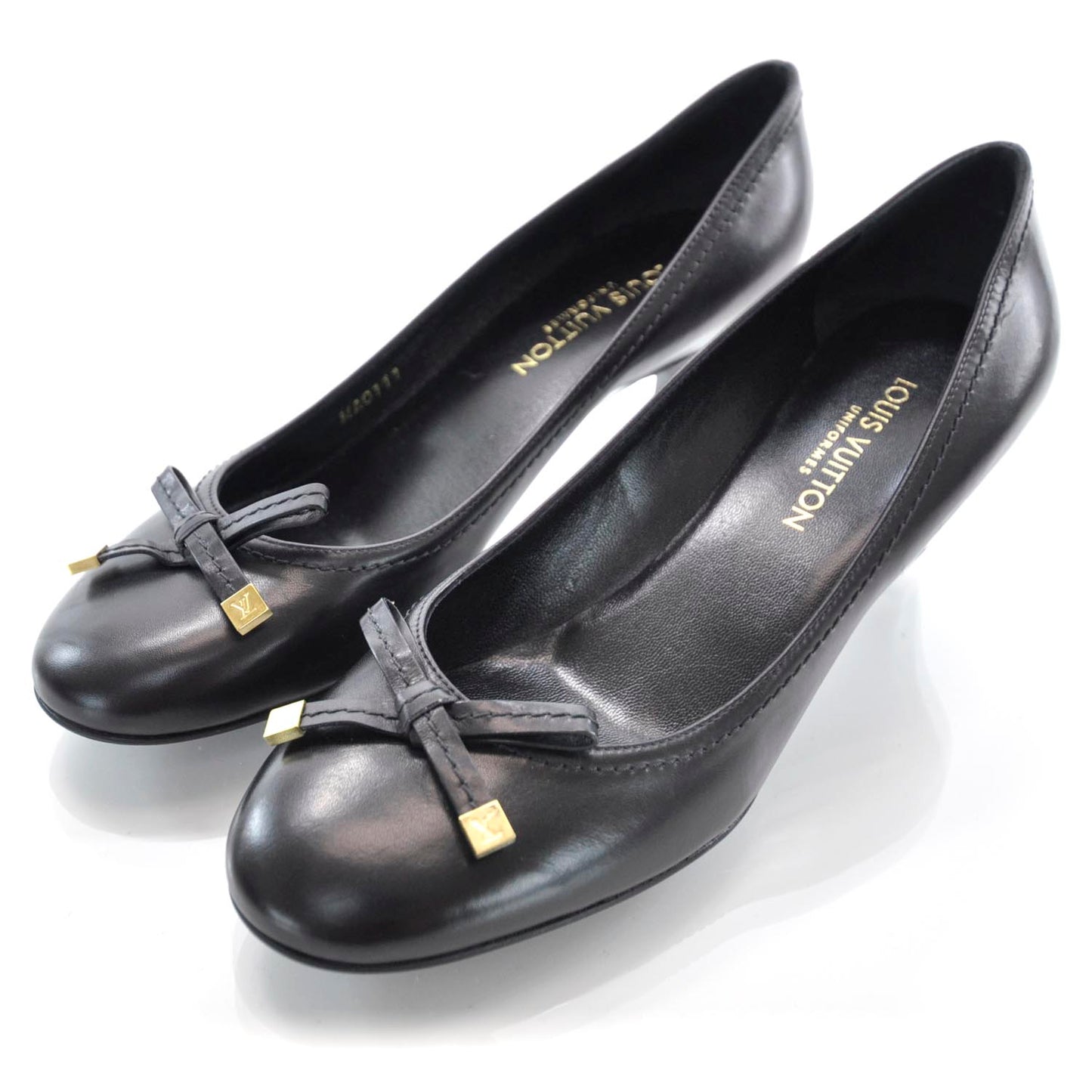 Leather Bow Heels 36 Black