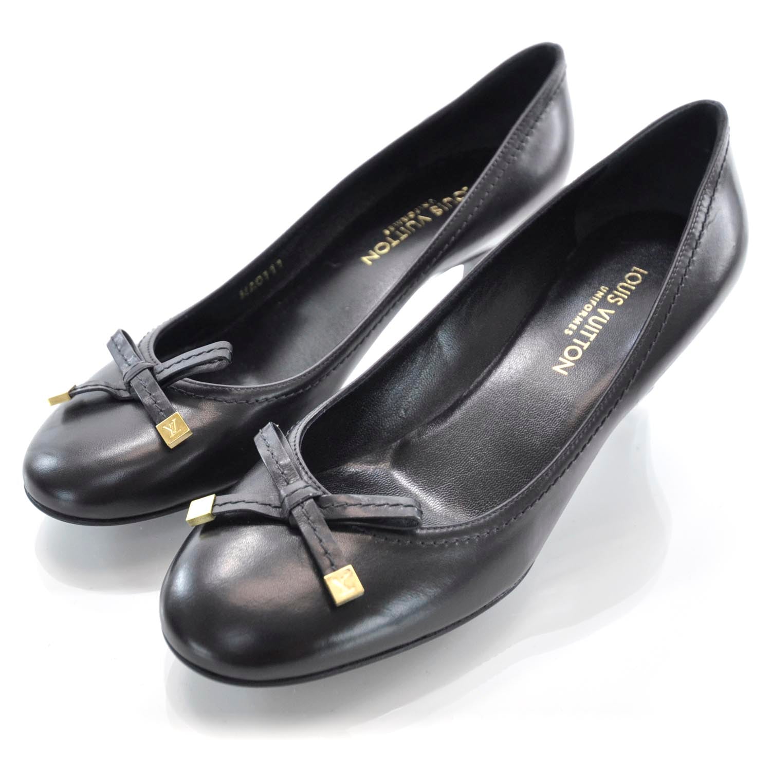 Louis Vuitton Leather Bow Heels 36 Black 4 of 7