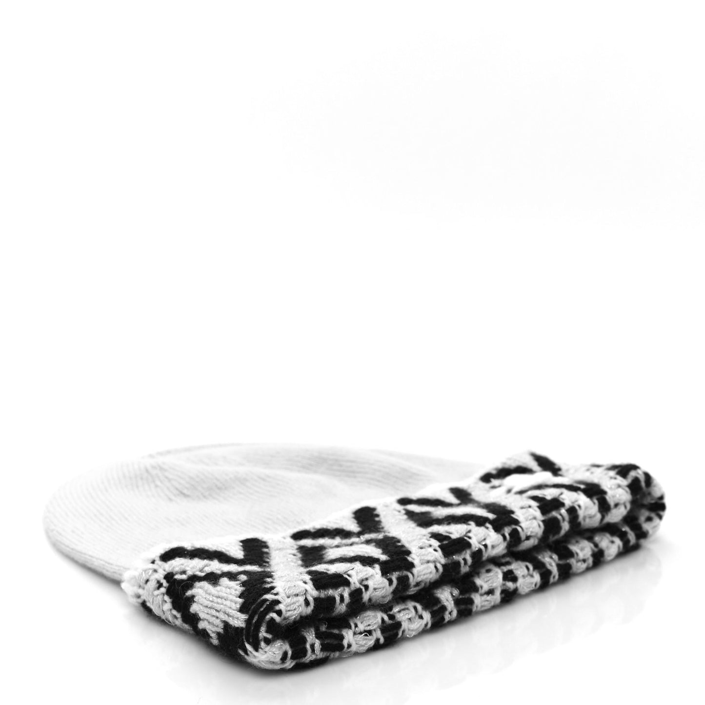 Cashmere Blend CC Beanie Hat With Gloves Set White Navy Blue