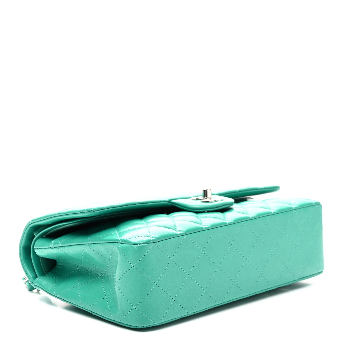 Lambskin Quilted Medium Double Flap Green