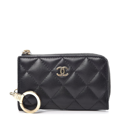 Chanel Lambskin Quilted Key Holder Case Black 1 of 8