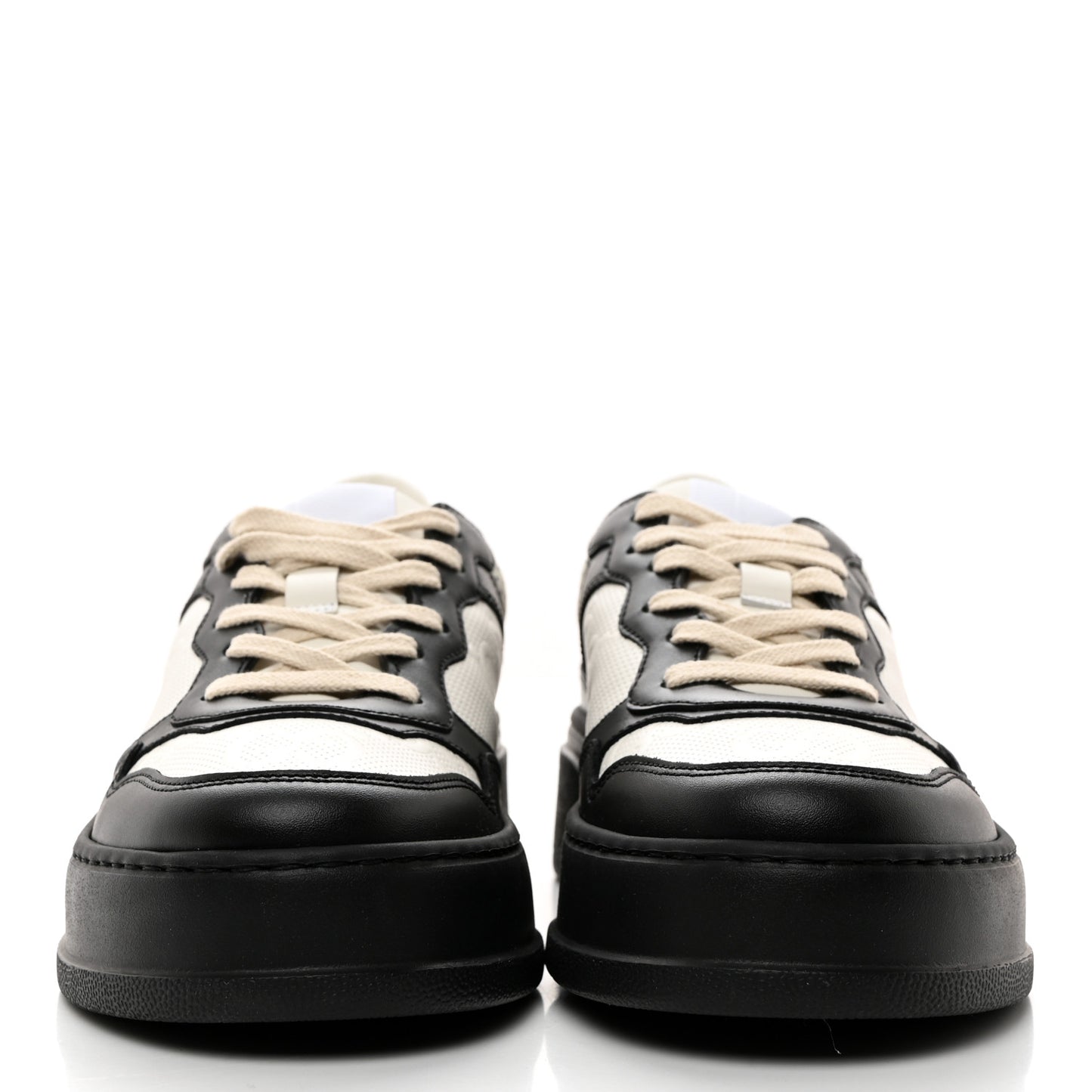Calfskin GG Tennis Embossed Womens Platform 55mm Sneakers 38 Black White