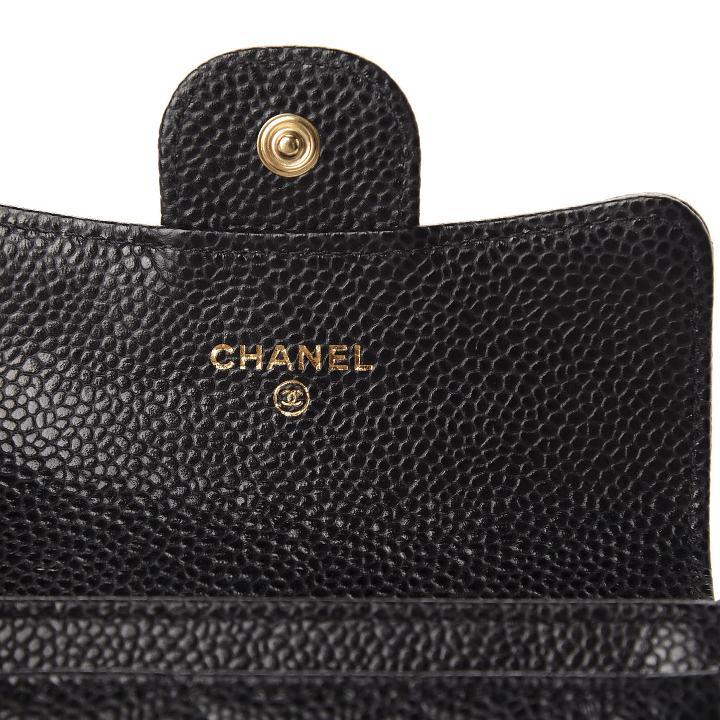 Caviar Quilted Flap Card Holder Wallet Black
