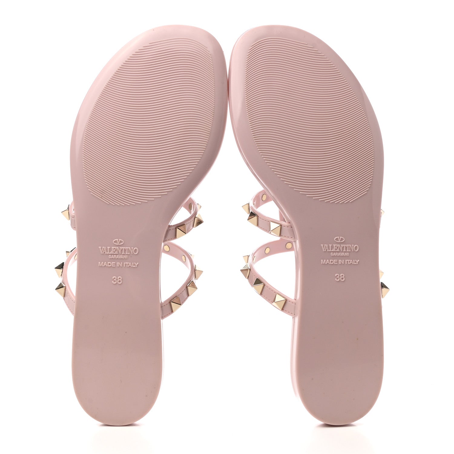 Valentino Garavani PVC Jelly Rockstud Caged Thong Sandals 38 Water Rose 5 of 8