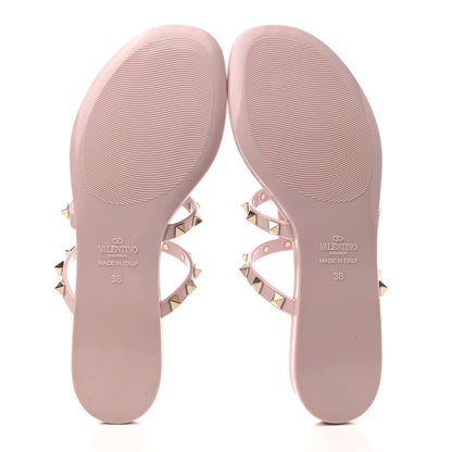 Valentino Garavani PVC Jelly Rockstud Caged Thong Sandals 38 Water Rose 5 of 8