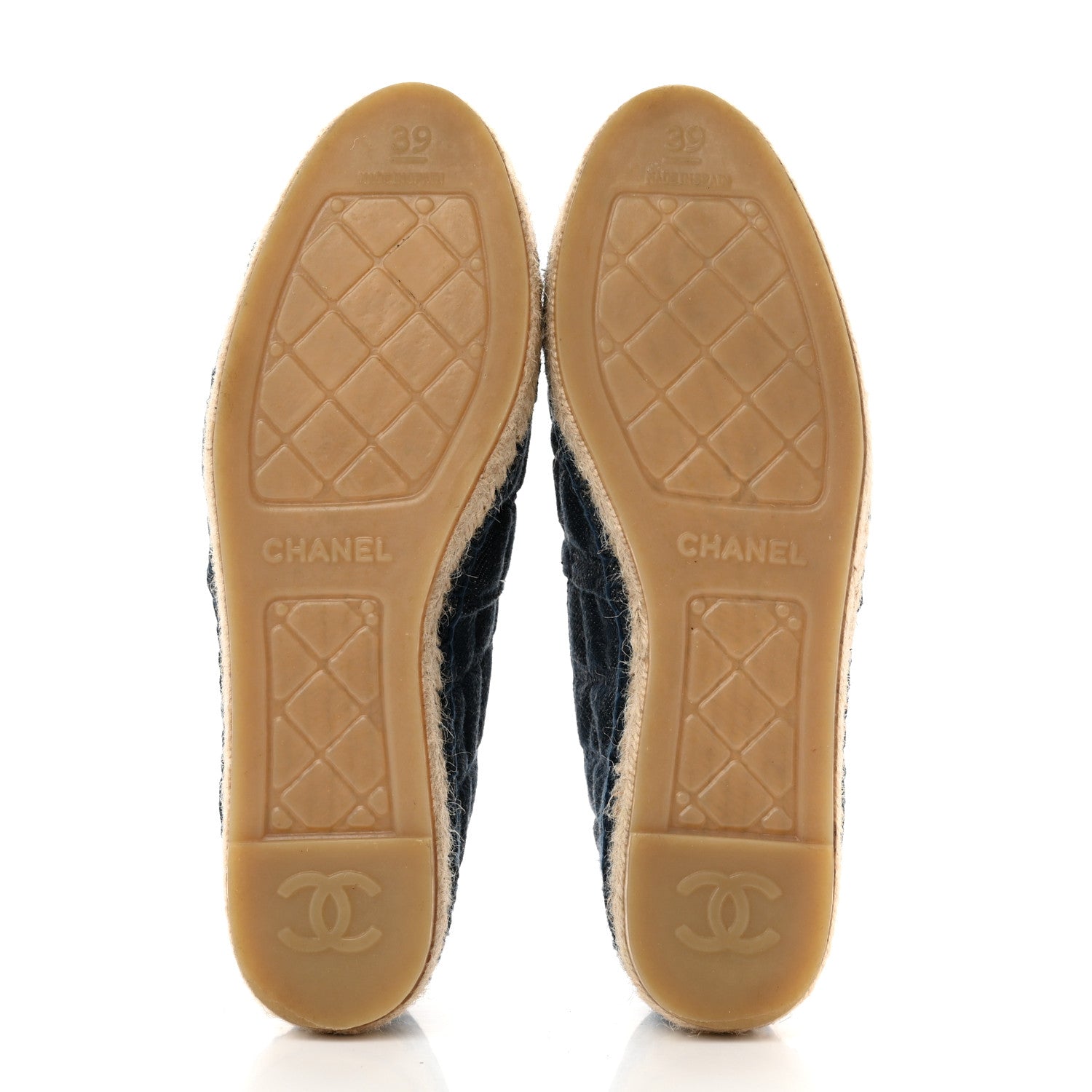 Chanel Denim Toile Embossed CC Espadrilles 39 Blue Black 5 of 8