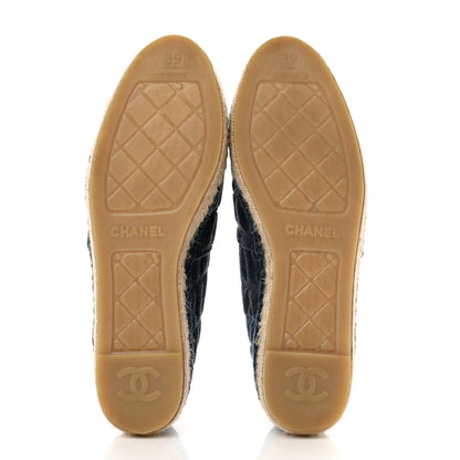 Chanel Denim Toile Embossed CC Espadrilles 39 Blue Black 5 of 8