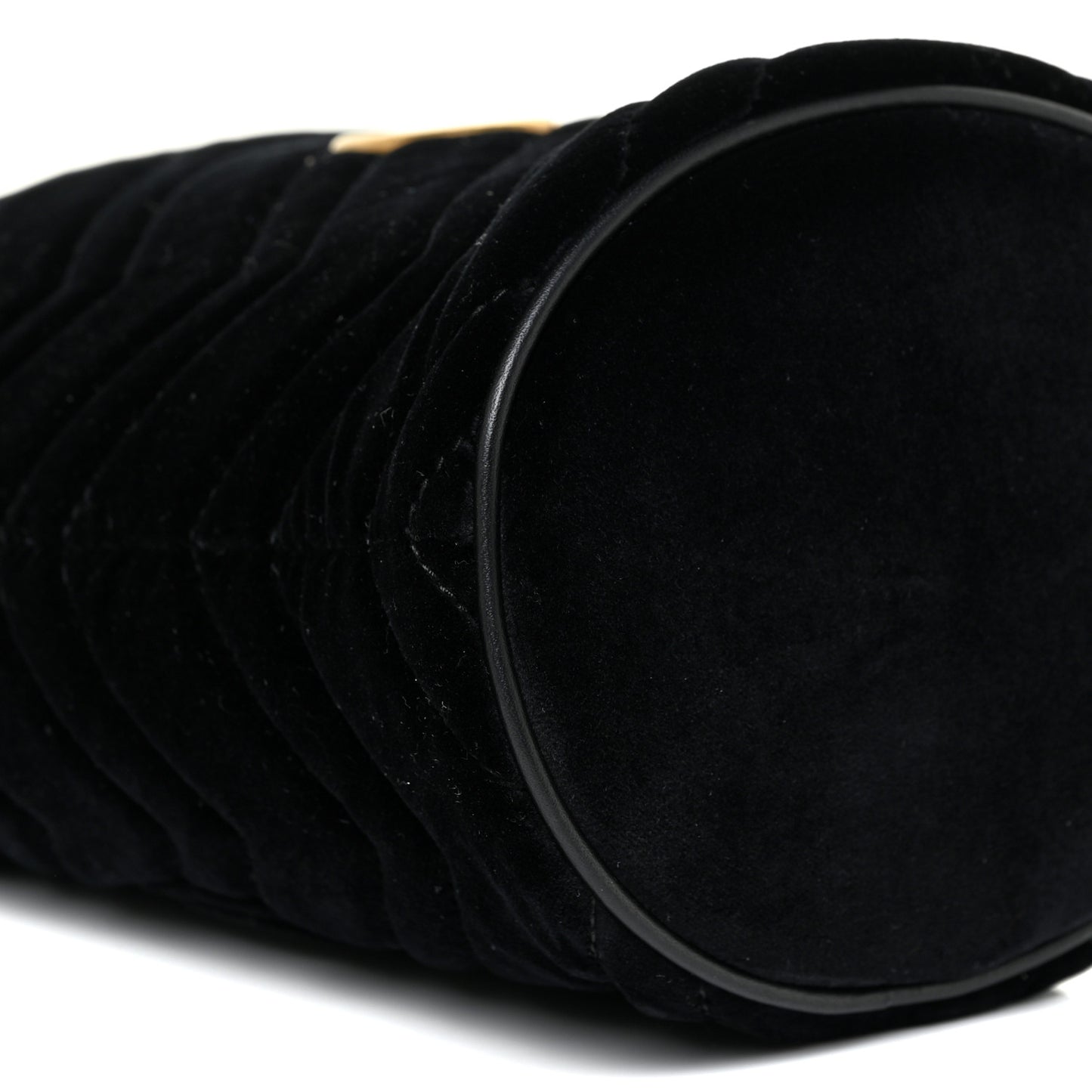 Velvet Matelasse Mini GG Marmont 2.0 Bucket Bag Black