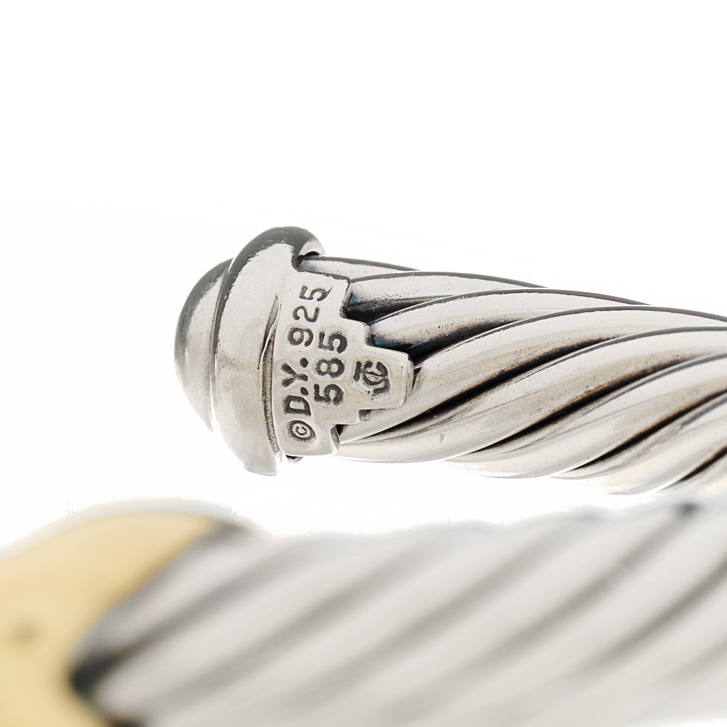David Yurman Sterling Silver 14K Yellow Gold 7mm X Station Cable Bracelet 4 of 4