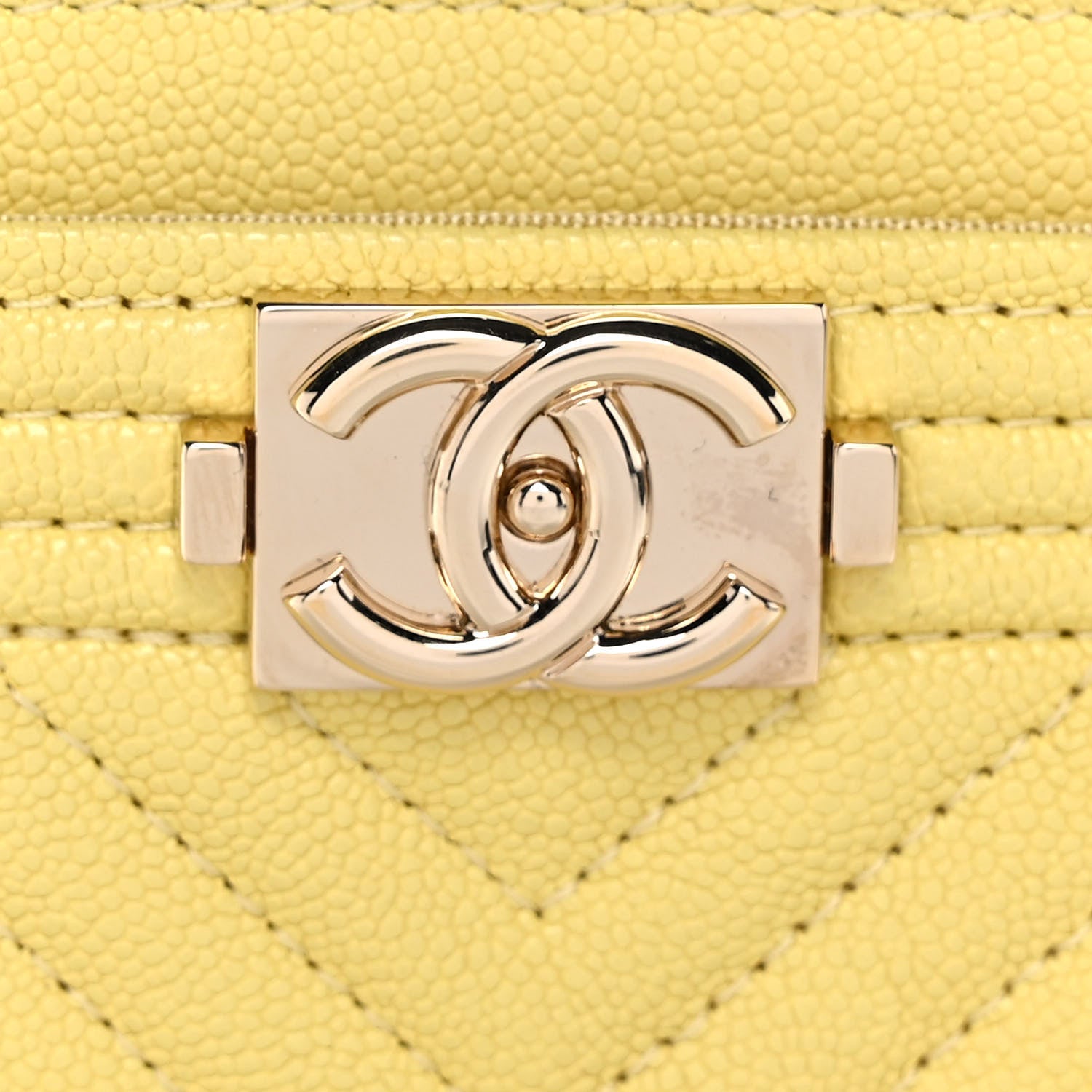 Chanel Caviar Chevron Quilted Boy Card Holder Yellow 7 of 10