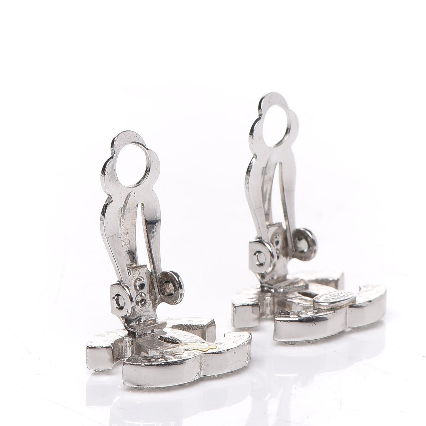 Crystal CC Clip On Earrings Silver