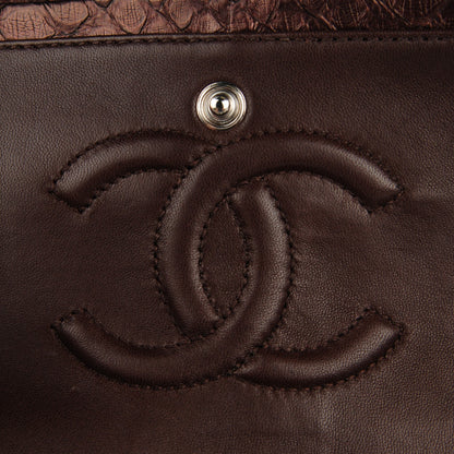 Chanel Metallic Python Sequin Medium Double Flap Dark Brown 8 of 9
