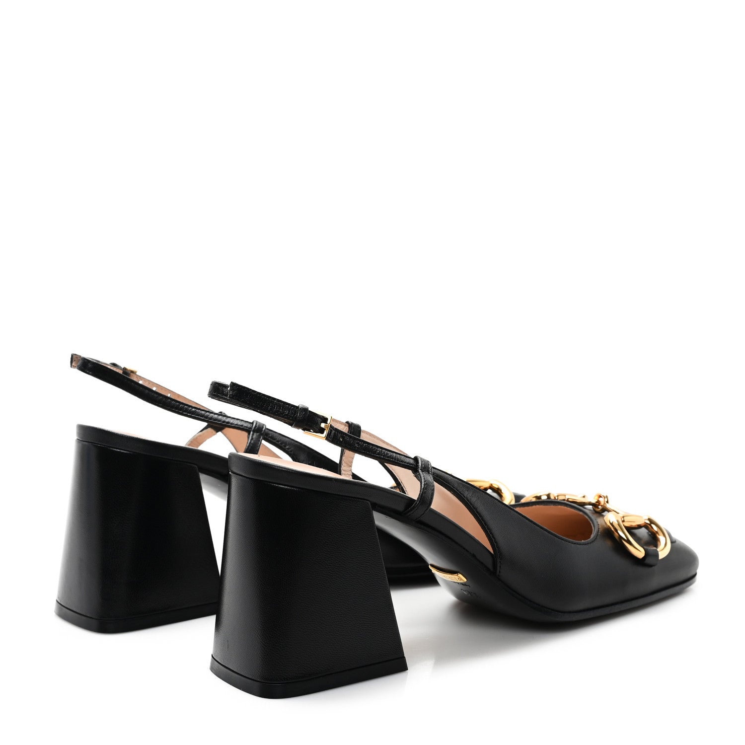 Gucci Malaga Kid Horsebit 75mm Slingback Pumps 37.5 Black 5 of 9