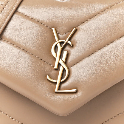 Saint Laurent Calfskin Y Quilted Monogram Toy Loulou Crossbody Bag Dark Beige 9 of 11
