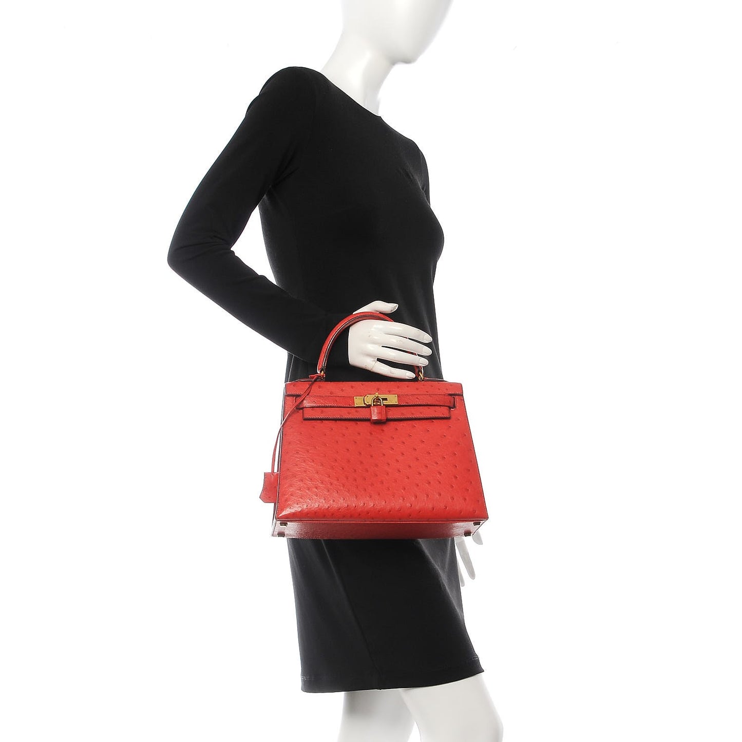 Ostrich Kelly Sellier 28 Rouge Vif