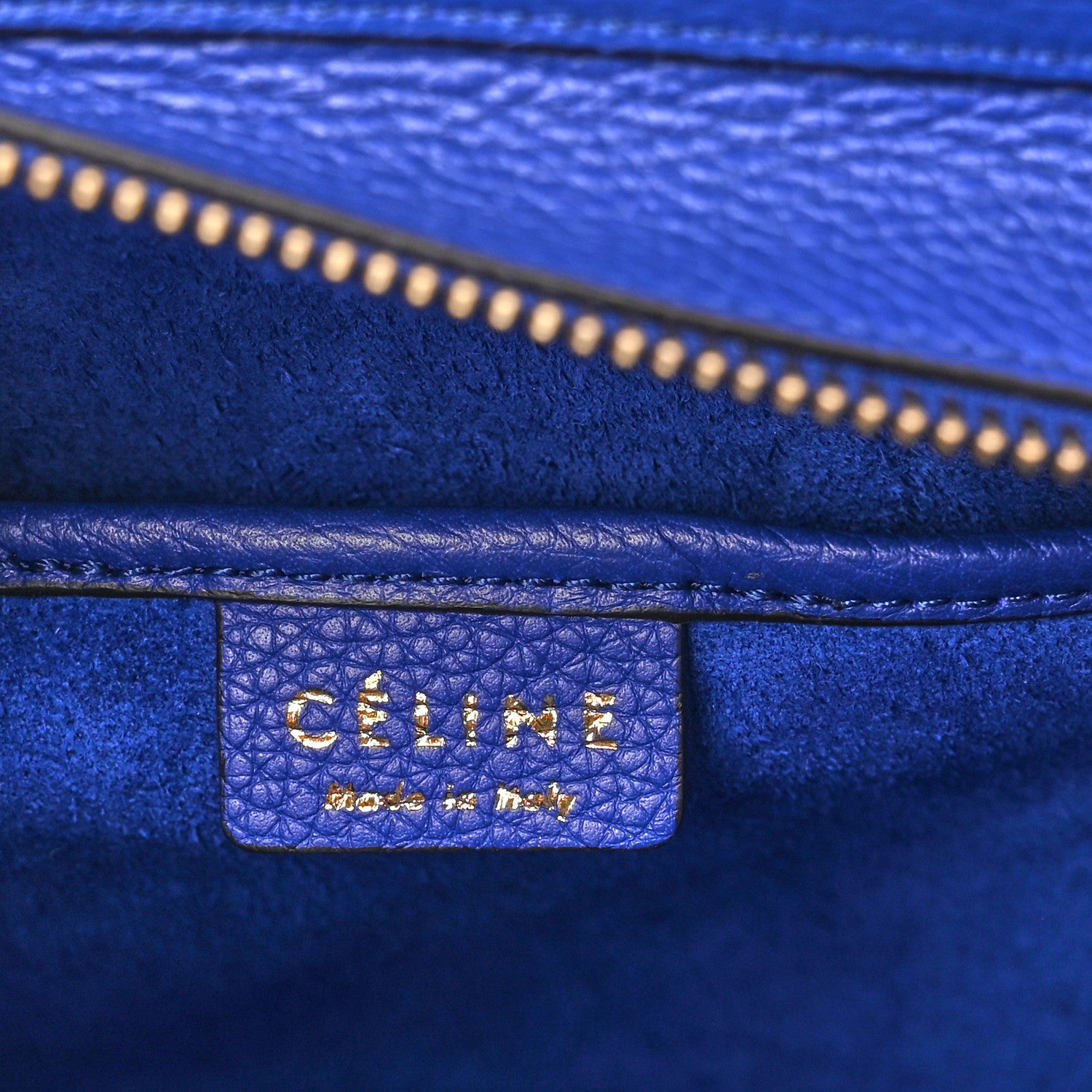 Celine Drummed Calfskin Nano Luggage Indigo 6 of 10
