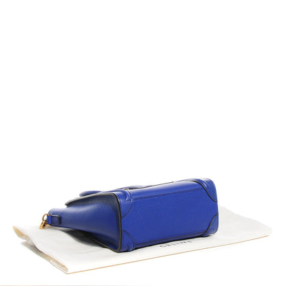 Celine Drummed Calfskin Nano Luggage Indigo 4 of 9