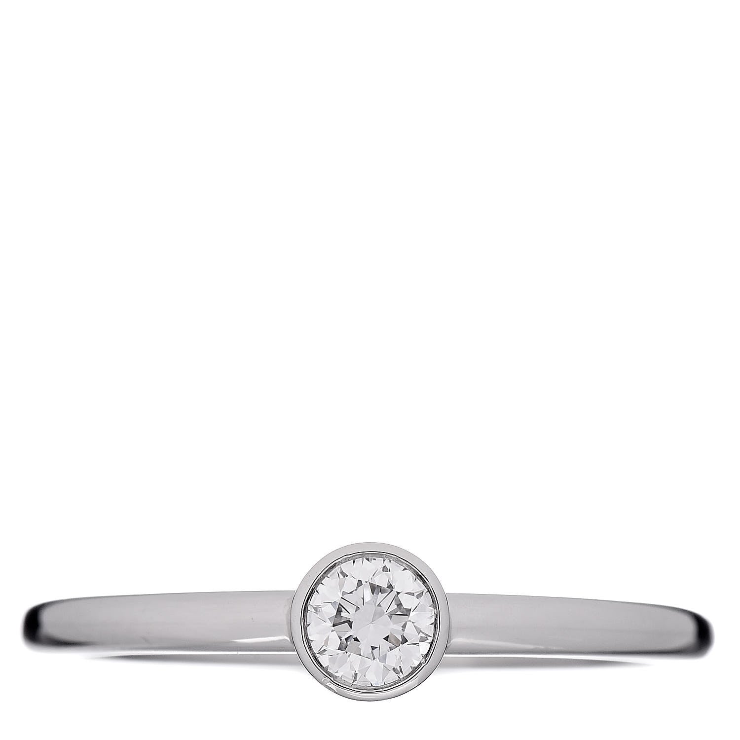 Tiffany Platinum Diamond .19ct Bezet Ring 51 5.75 1 of 5