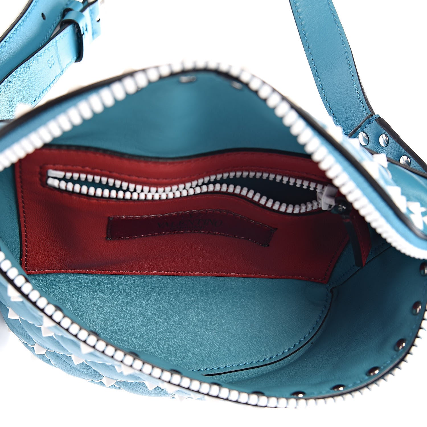 Valentino Garavani Lambskin Free Rockstud Spike Belt Bag 85 Cerulean 5 of 9