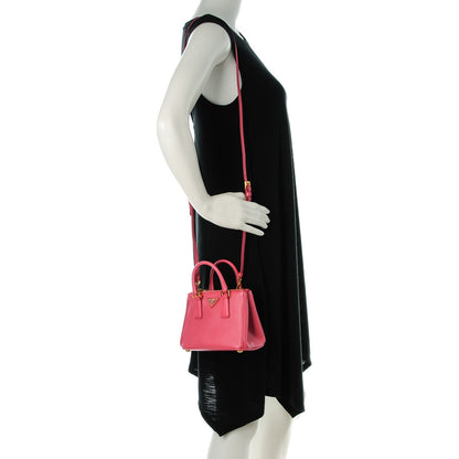 Prada Saffiano Mini Galleria Double Zip Tote Peonia 2 of 8