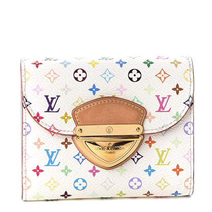 Louis Vuitton Monogram Multicolor Joey Wallet White Litchi 1 of 5