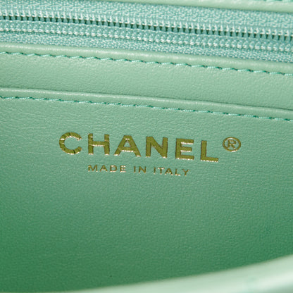 Chanel Lambskin Quilted Mini Top Handle Rectangular Flap Light Green 6 of 11