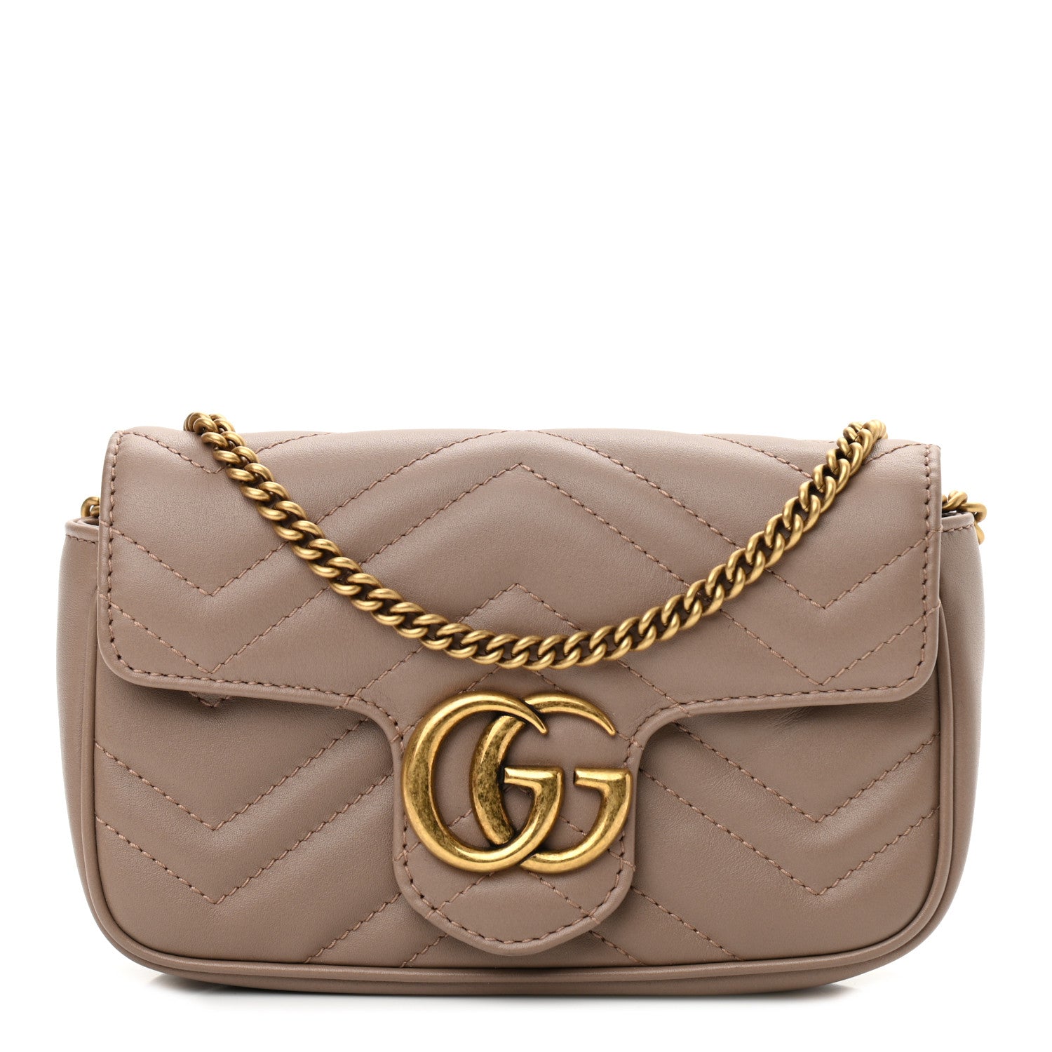 Gucci Calfskin Matelasse Super Mini GG Marmont Shoulder Bag Porcelain Rose 1 of 9
