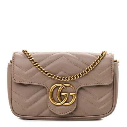 Gucci Calfskin Matelasse Super Mini GG Marmont Shoulder Bag Porcelain Rose 1 of 9