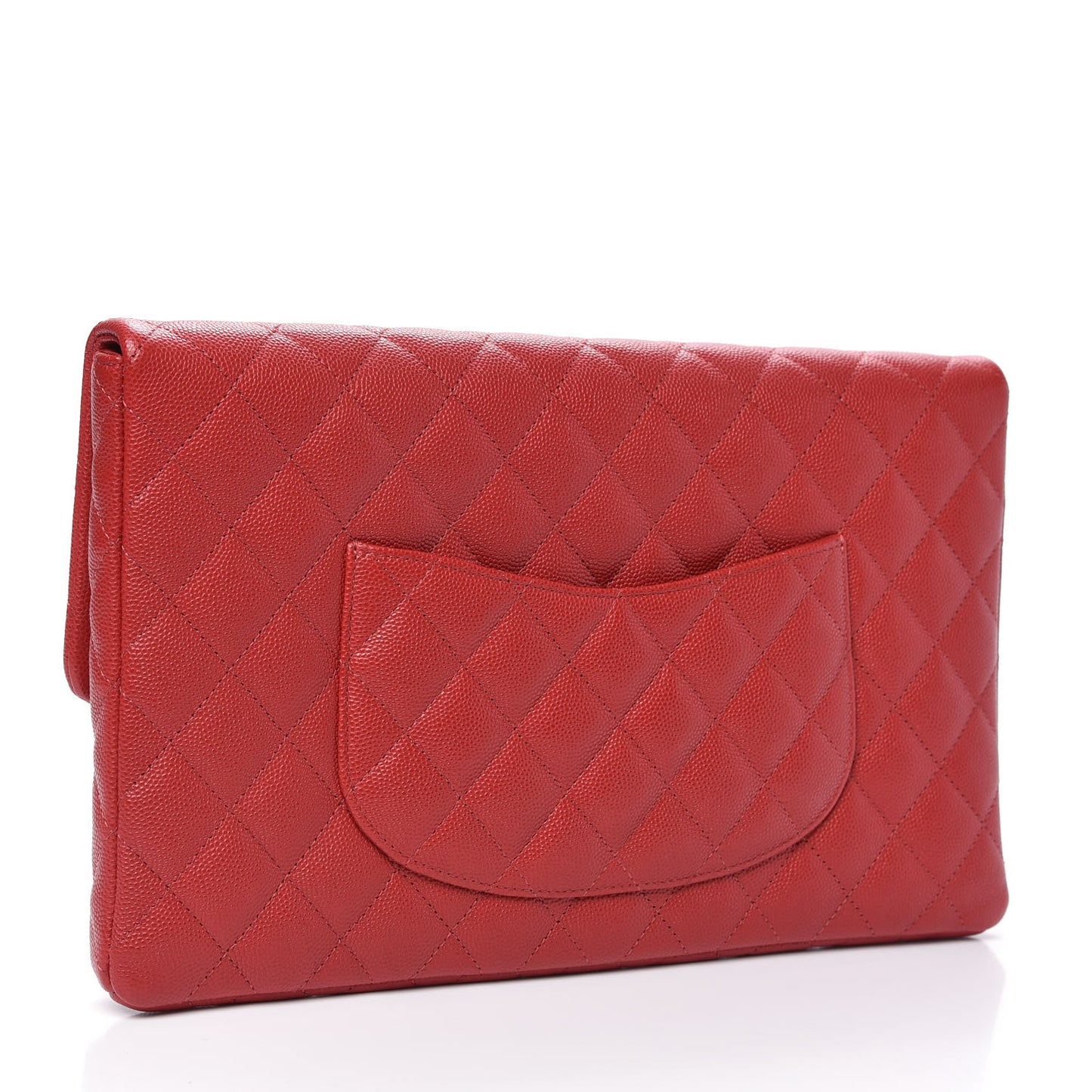 Caviar Quilted Flap Clutch Red