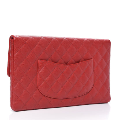 Chanel Caviar Quilted Flap Clutch Red 3 of 9