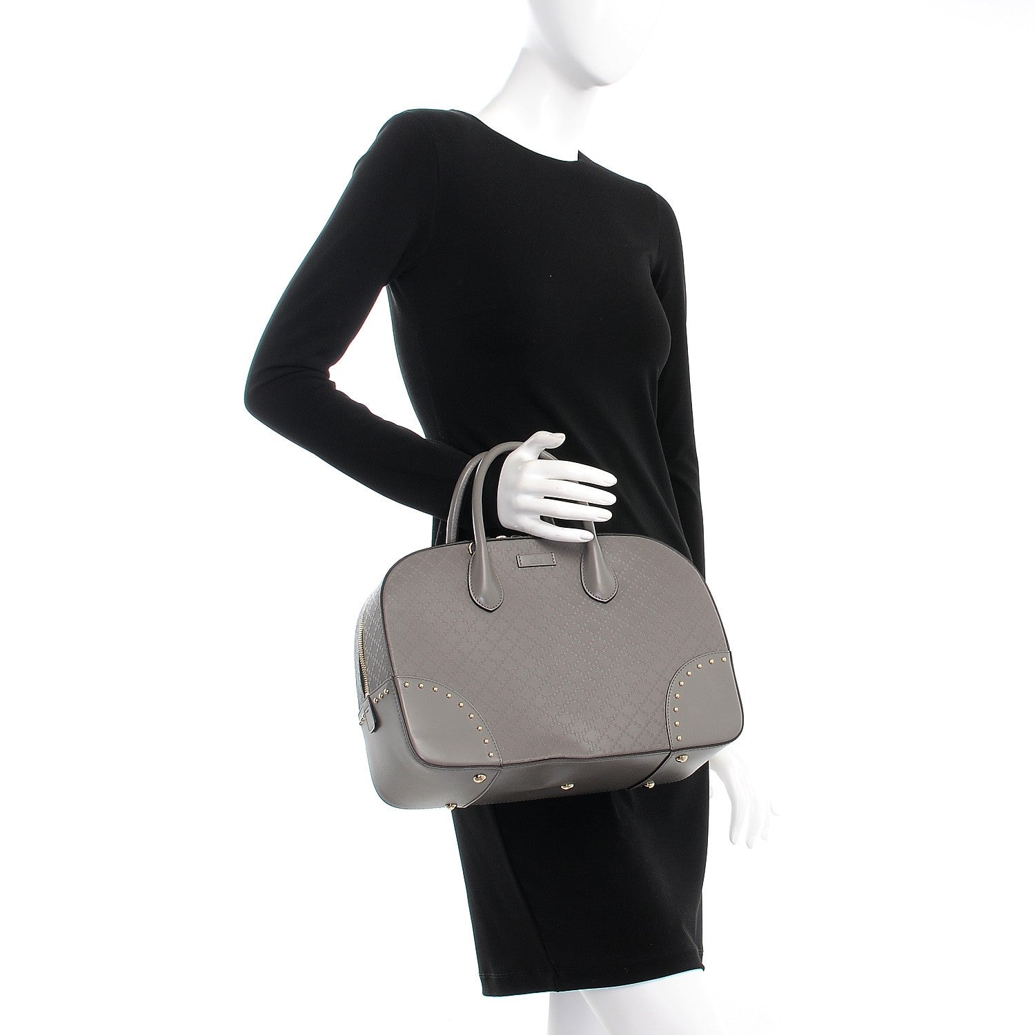 Gucci Calfskin Diamante Top Handle Bag Loess 3 of 8