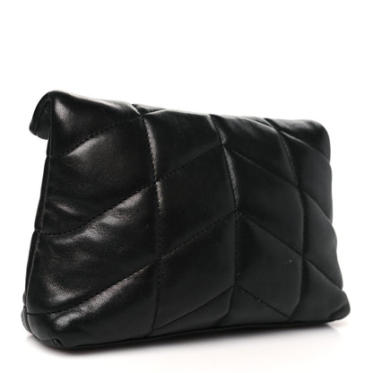 Saint Laurent Lambskin Monogram Loulou Puffer Pouch Clutch Black 3 of 8