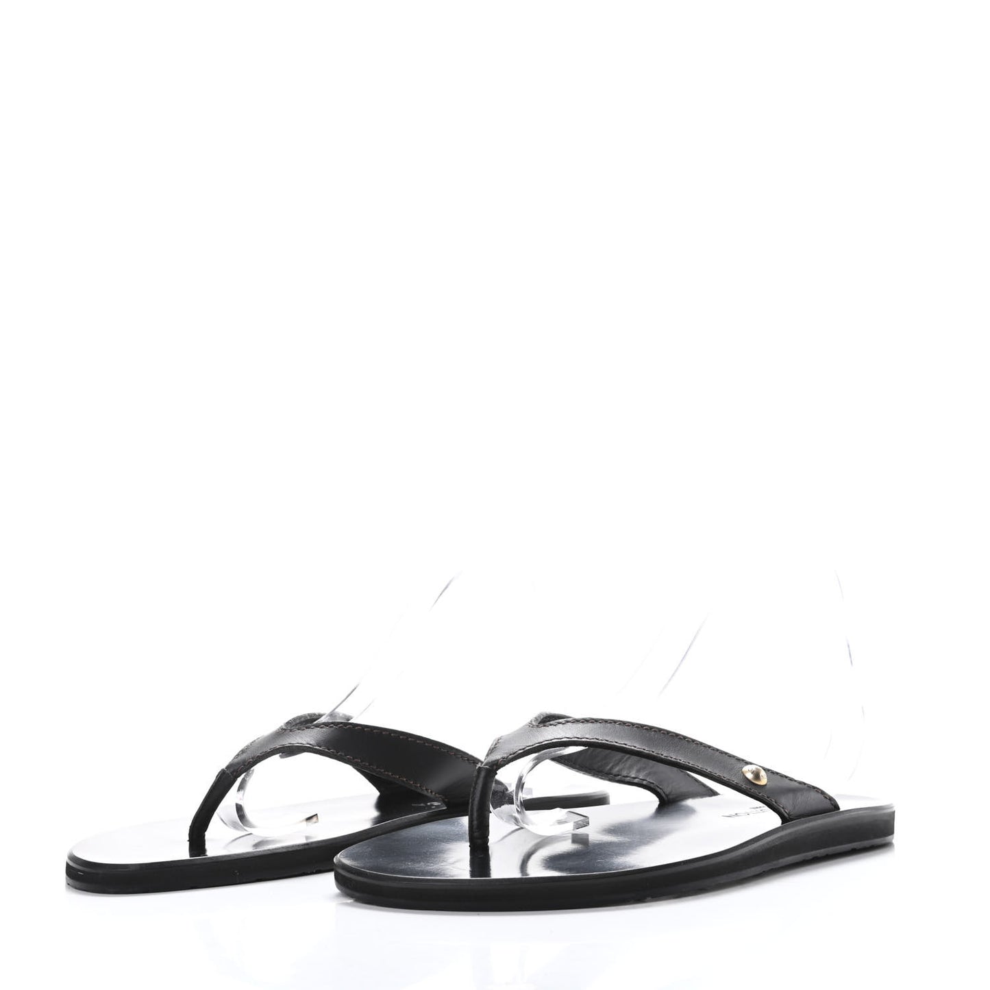 Calfskin Mens Thong Sandals 8 Black