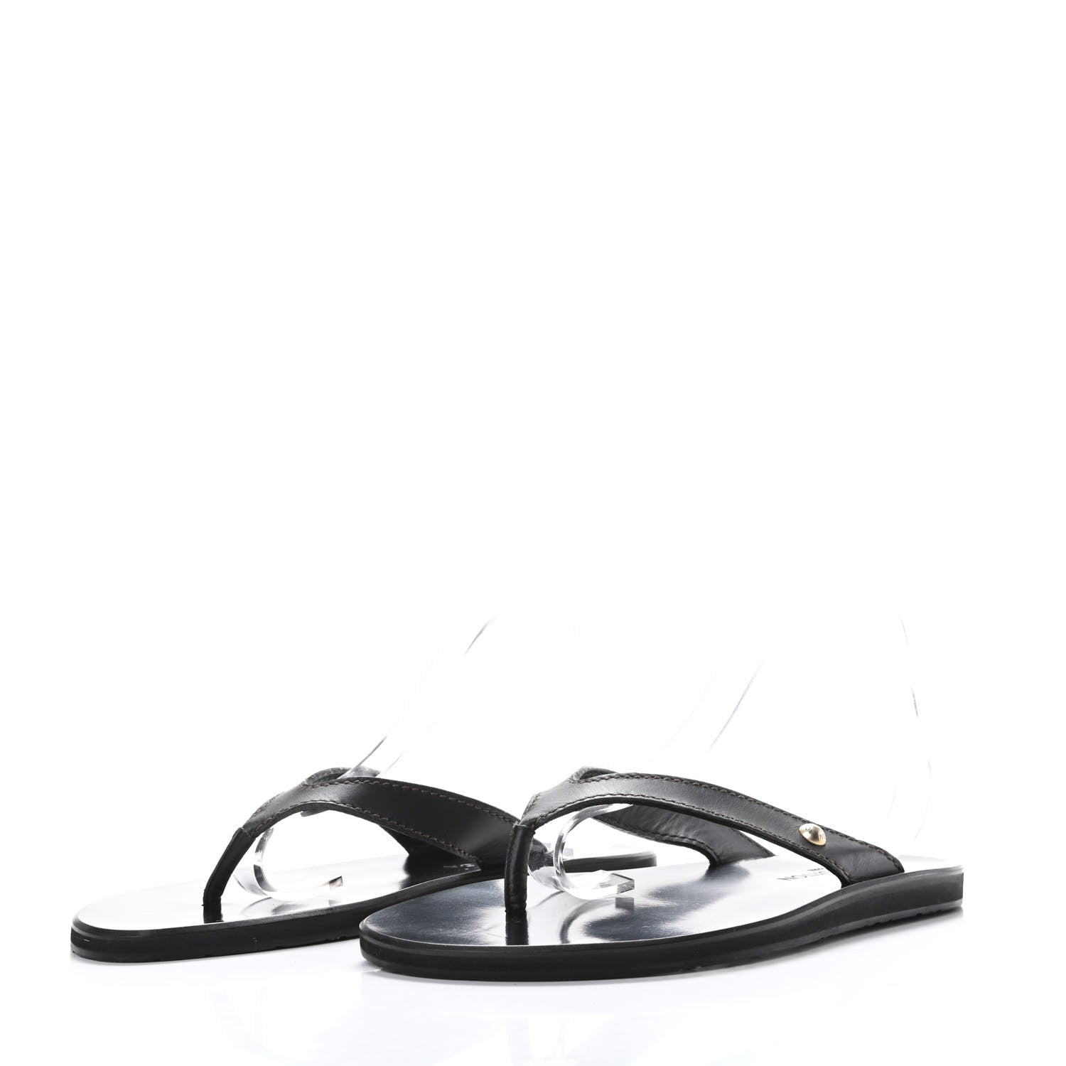 Louis Vuitton Calfskin Mens Thong Sandals 8 Black 2 of 6