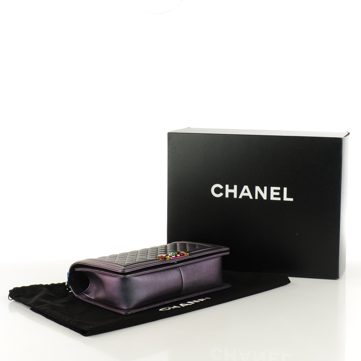 Chanel Iridescent Goatskin Quilted New Medium Boy Flap Purple 4 of 8