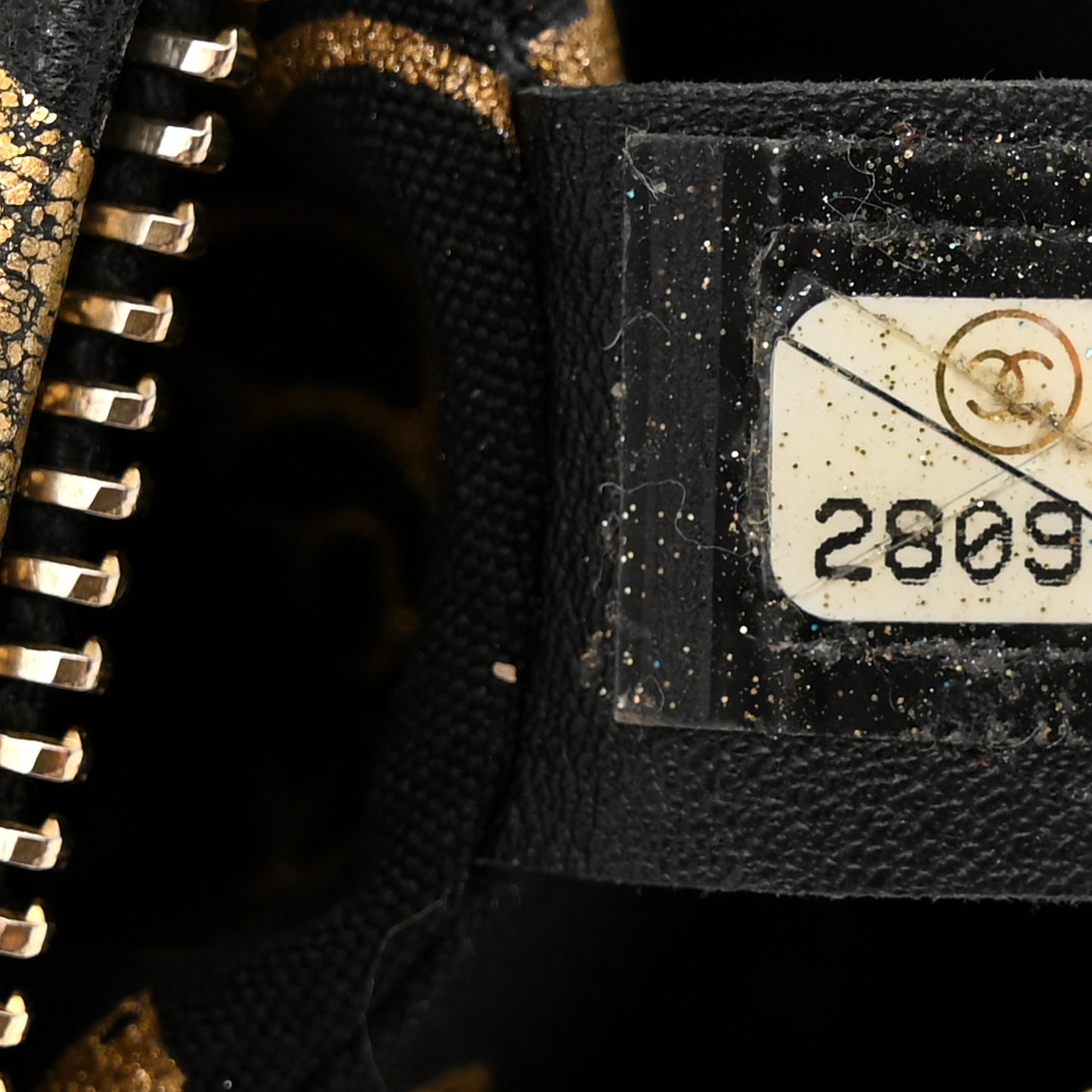 Metallic Lambskin CC Kheops Pyramid Bag Gold Black