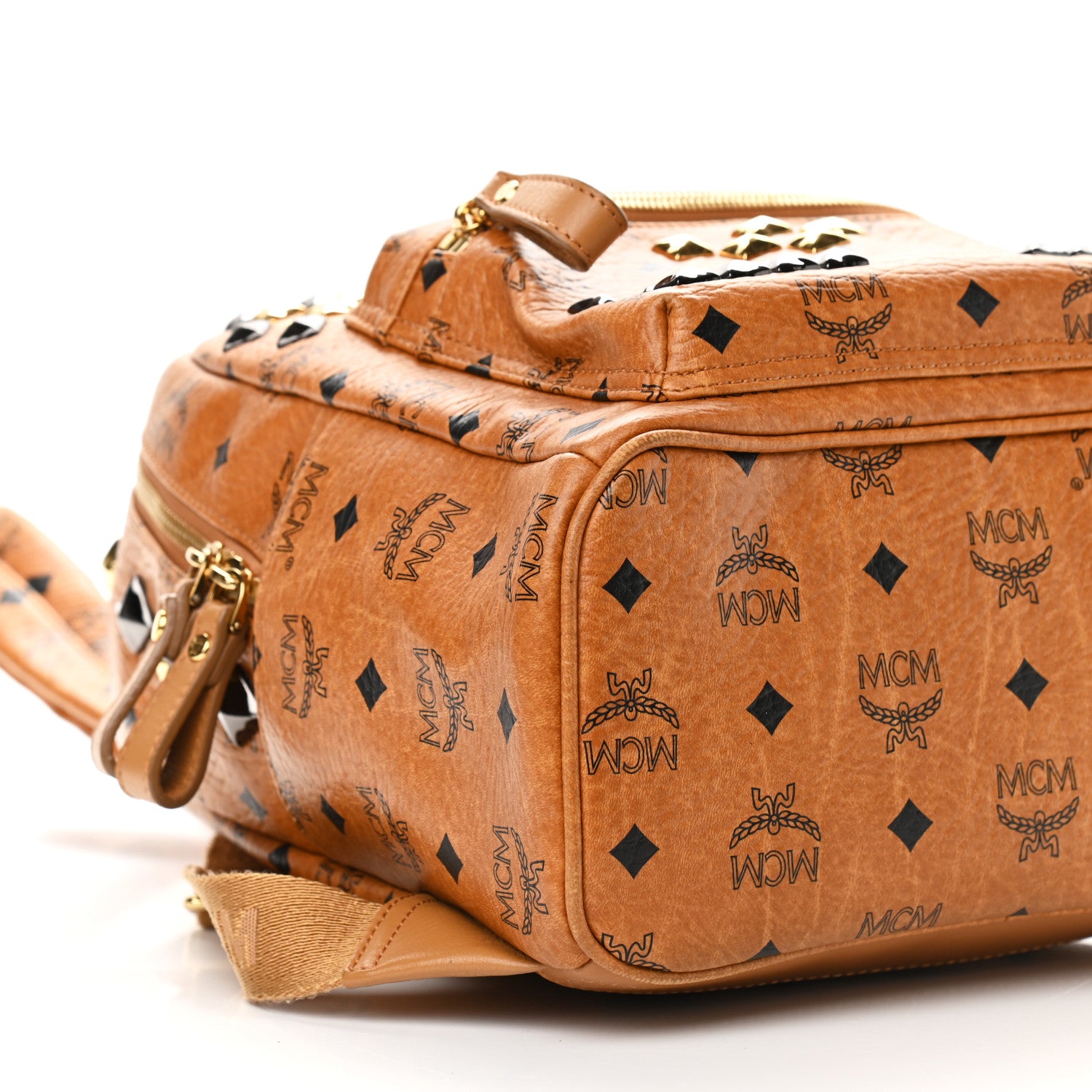 MCM Visetos Studded Small Stark M Backpack Cognac 11 of 11