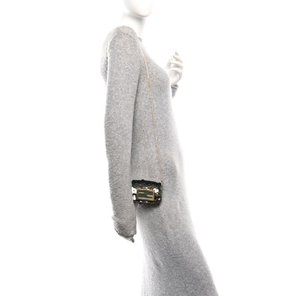 Fendi Sequin Paillettes Shiny Nappa Sex and the City Nano Maxi Buckle Baguette Charm  Avocado 2 of 10