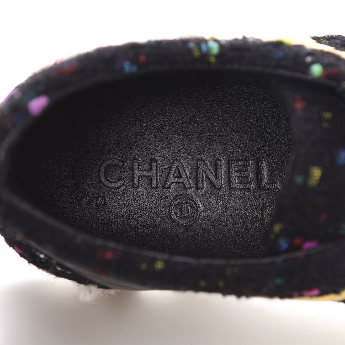 Tweed Lambskin Runway Sneakers 40 Black Multicolor