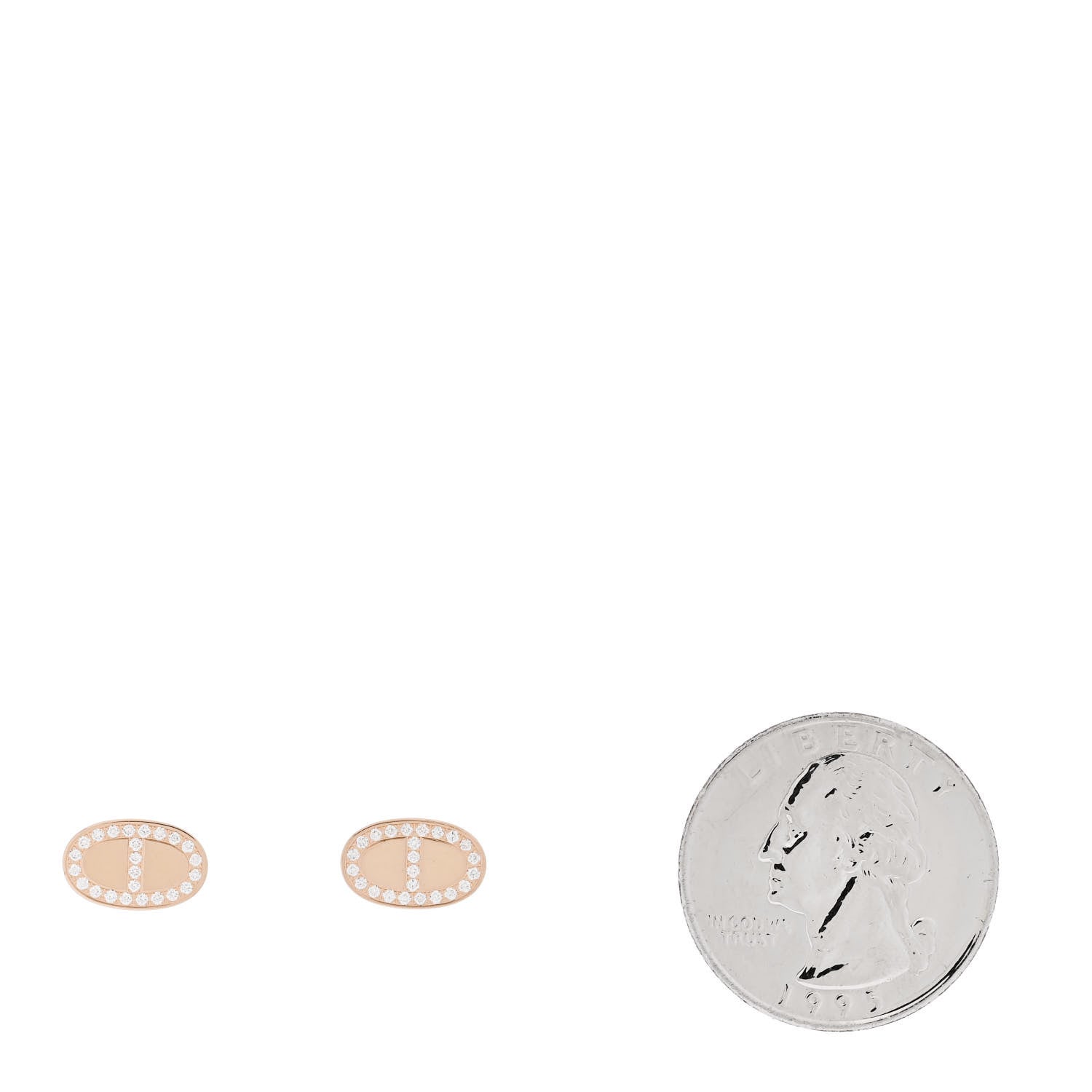 Hermes 18K Rose Gold Diamond Chaine d'Ancre Contour Stud Earrings 2 of 4